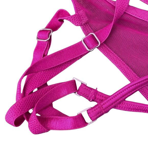 Victoria's Secret Y2K Magenta Mesh Sheer Wired Floral Embroidered Wired Bra-36C - Picture 3 of 5